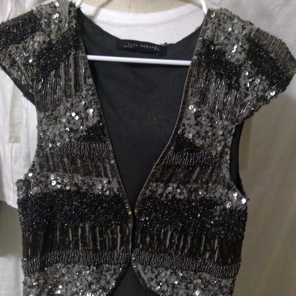 Zara Jackets & Blazers - Zara Beaded and Sequined Vest Size S
